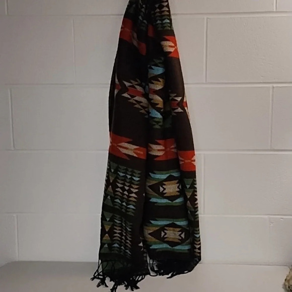 Southwestern Large Soft Fringed Scarf Wrap Approximately 27"X64" - Picture 9 of 10